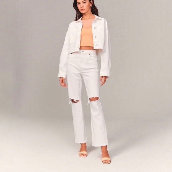 Abercrombie&Fitch CURVE LOVE The Ankle Straight Ultra High Rise Jean Sz 32 NEW - Picture 3 of 16